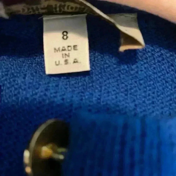 Vintage St. John By Marie Gray Knit Cobalt Blue Button Front Midi Dress Size 8 - Picture 5 of 11